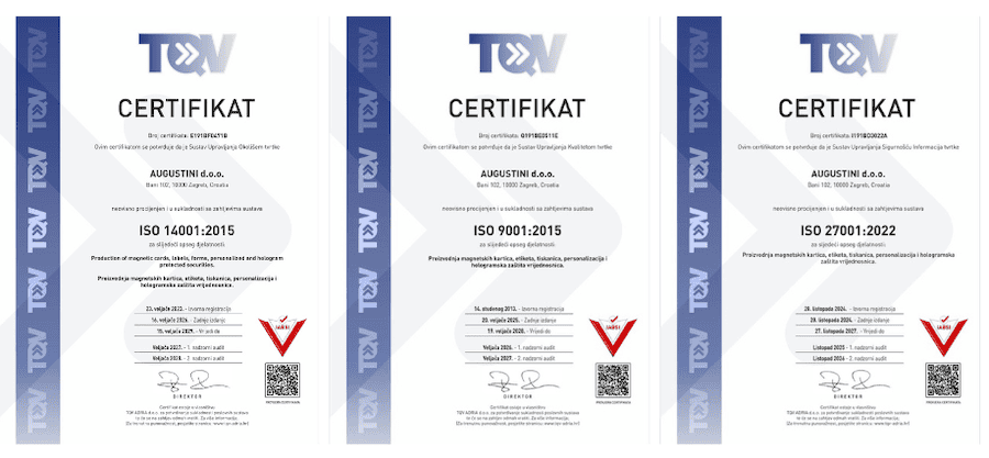 Tiskara Augustini nije samo još jedna tiskara – ona je ISO 9001:2015 i ISO 14001:2015 certificirana tvrtka
